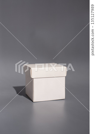 Minimalist white box on gray background Minimalist white box on gray background 135127989