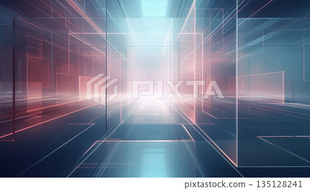未來太空的抽象背景，光線交錯。 135128241