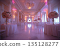 Luxurious Wedding Banquet Hall in Pink Light 135128277