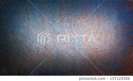 Abstract grunge texture background with blue and rust tones. Rough distressed surface with weathered metal look, subtle color transitions and aged pattern. Ideal for backgrounds, overlays, posters Abstract grunge texture background with blue and rust tones. Rough distressed surface with weathered metal look, subtle color transitions and aged pattern. Ideal for backgrounds, overlays, posters 135128388