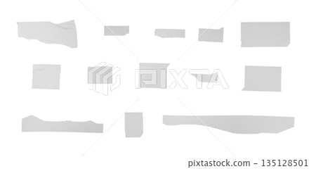 collection of torn adhesive tape pieces isolated on white background, realistic wrinkled tape strips set, ripped sticky tape texture elements for collage and design on png collection of torn adhesive tape pieces isolated on white background, realistic wrinkled tape strips set, ripped sticky tape texture elements for collage and design on png 135128501