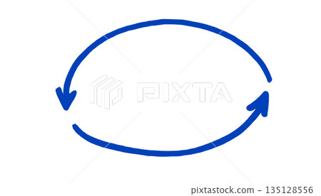Hand-drawn blue circular arrow loop isolated on white background. Doodle sketch cycle arrow for infographic, process diagram, note highlight, or creative design element. Hand-drawn blue circular arrow loop isolated on white background. Doodle sketch cycle arrow for infographic, process diagram, note highlight, or creative design element. 135128556