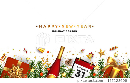 Modern Greeting Happy New Year 135128606