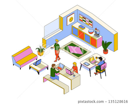 Modern Isometric Illustration design - Office Business Modern Isometric Illustration design - Office Business 135128616