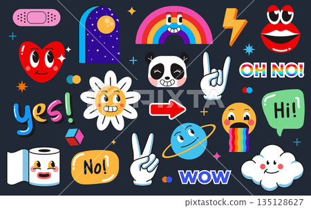 Modern Sticker design of 80s Modern Sticker design of 80s 135128627