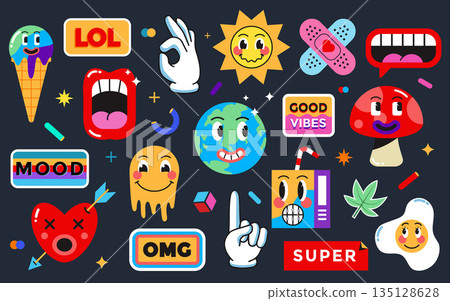 Modern Sticker design of 80s 2 Modern Sticker design of 80s 2 135128628