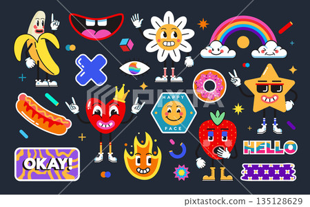 Modern Sticker design of 80s 3 Modern Sticker design of 80s 3 135128629