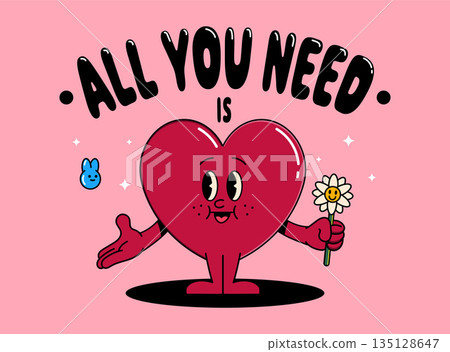 Retro Charaters design - Heart 135128647