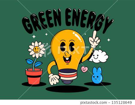 Retro Charaters design - Lightbulb 135128649