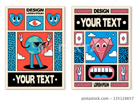 Retro poster design - 90s style 2 Retro poster design - 90s style 2 135128657