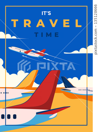 Retro Summer Background Flat design Summer time 9 Retro Summer Background Flat design Summer time 9 135128666