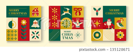 Simple Geometric design of Christmas card 2 Simple Geometric design of Christmas card 2 135128671