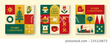 Simple Geometric design of Christmas card Simple Geometric design of Christmas card 135128673