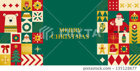 Simple Scandinavian Holiday Christmas card Simple Scandinavian Holiday Christmas card 135128677