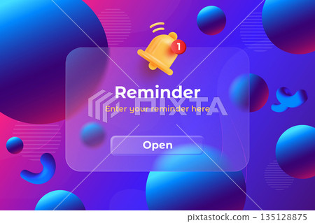 Modern Glass Morphism illustration of reminder 135128875
