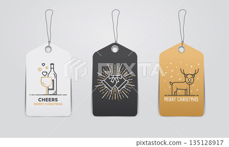 Collection of Christmas and New Year cute gift tags 135128917