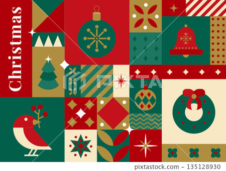 Simple Flat design Holiday Christmas card 2 Simple Flat design Holiday Christmas card 2 135128930