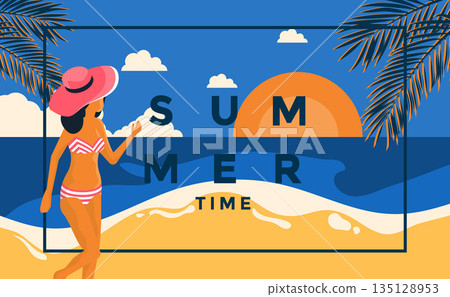 Summer Background Flat design 2019 Summer Background Flat design 2019 135128953