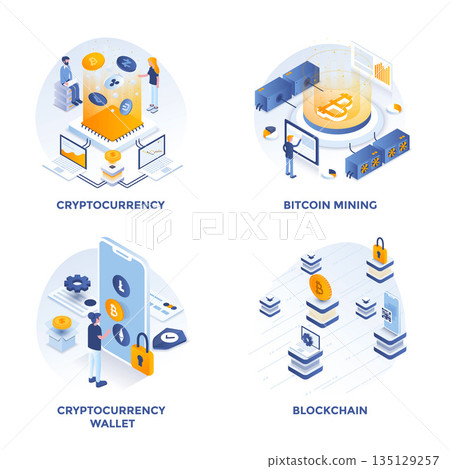 Flat color Modern Isometric Concepts Illustration design 3 135129257