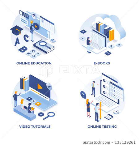 Flat color Modern Isometric Concepts Illustration design 7 135129261