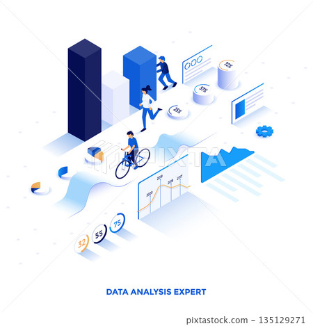 Flat color Modern Isometric Illustration design - Data Analysis Expert Flat color Modern Isometric Illustration design - Data Analysis Expert 135129271