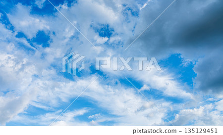 Many white clouds flowing in the summer blue sky Many white clouds flowing in the summer blue sky 135129451