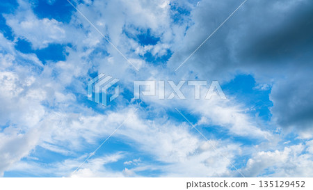 Many white clouds flowing in the summer blue sky Many white clouds flowing in the summer blue sky 135129452