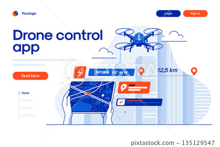Flat Modern design Illustration of Drone Control app Flat Modern design Illustration of Drone Control app 135129547