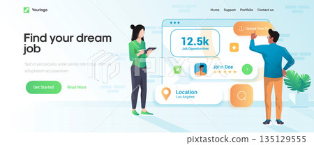 Flat Modern design Illustration of Find Job Flat Modern design Illustration of Find Job 135129555
