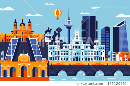 Flat Modern design Illustration of Madrid 135129561