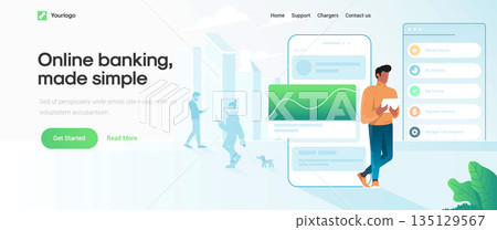 Flat Modern design Illustration of Online Banking 135129567