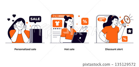 Flat Modern design Illustration of Online Shopping Concept set 135129572