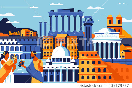 Flat Modern design Illustration of Rome Flat Modern design Illustration of Rome 135129787
