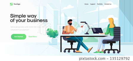 Flat Modern design Illustration of Simple way of your Business Flat Modern design Illustration of Simple way of your Business 135129792