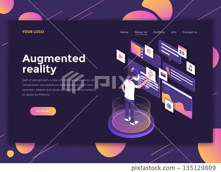 Flat Modern design of website template - Augmented reality Flat Modern design of website template - Augmented reality 135129809