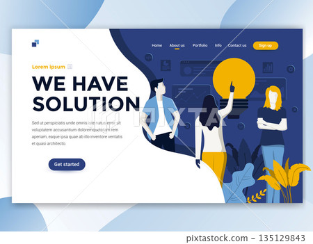 Flat Modern design of wesite template - We have solution Flat Modern design of wesite template - We have solution 135129843
