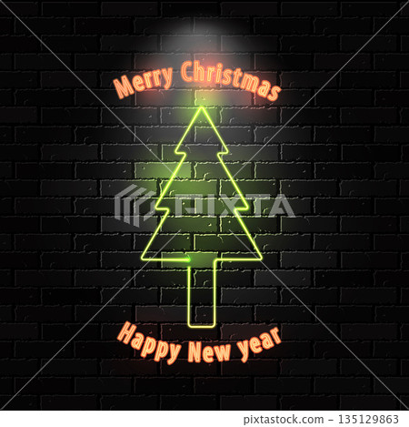 Happy New neon sign. Vector 135129863