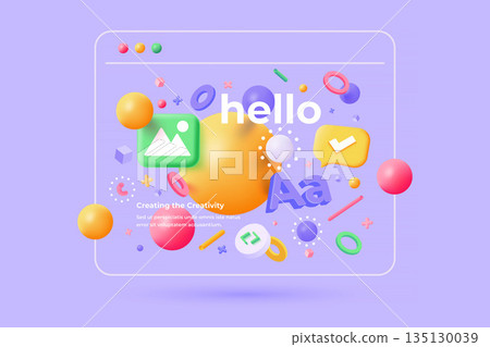 Modern 3d illustration of Creative Design concept 135130039