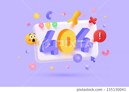 Modern 3d illustration of Error Page 404 Modern 3d illustration of Error Page 404 135130041