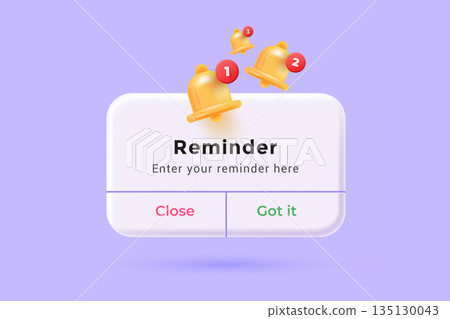 Modern 3d illustration of Reminder concept 2 Modern 3d illustration of Reminder concept 2 135130043