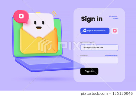 Modern 3d illustration of Sign in concept Modern 3d illustration of Sign in concept 135130046