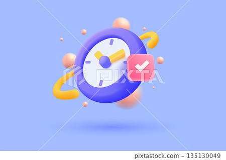Modern 3d illustration of Alarm clock 135130049