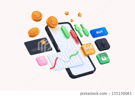 Modern 3d illustration of Crypto trading Modern 3d illustration of Crypto trading 135130061