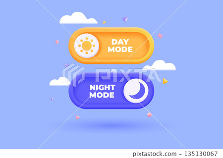 Modern 3d illustration of Day and night mode switch 135130067
