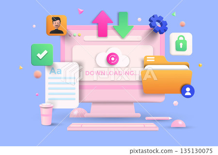 Modern 3d illustration of File Transfer concept 135130075