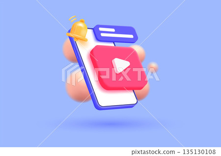 Modern 3d illustration of Live streaming 135130108