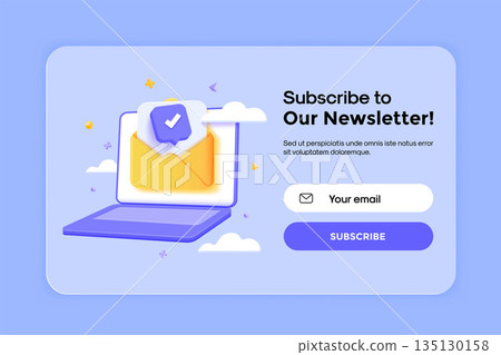 Modern 3d illustration of Newsletter banner 5 135130158