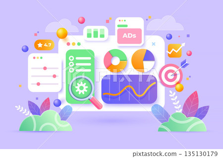 Modern 3d illustration of Seo Modern 3d illustration of Seo 135130179