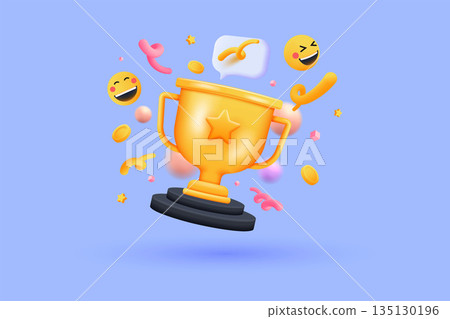 Modern 3d illustration of Trophy cup concept 135130196