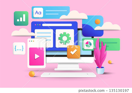 Modern 3d illustration of Ui Design 135130197